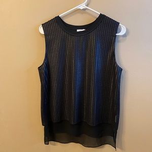 Vince textured tank top chiffon hem